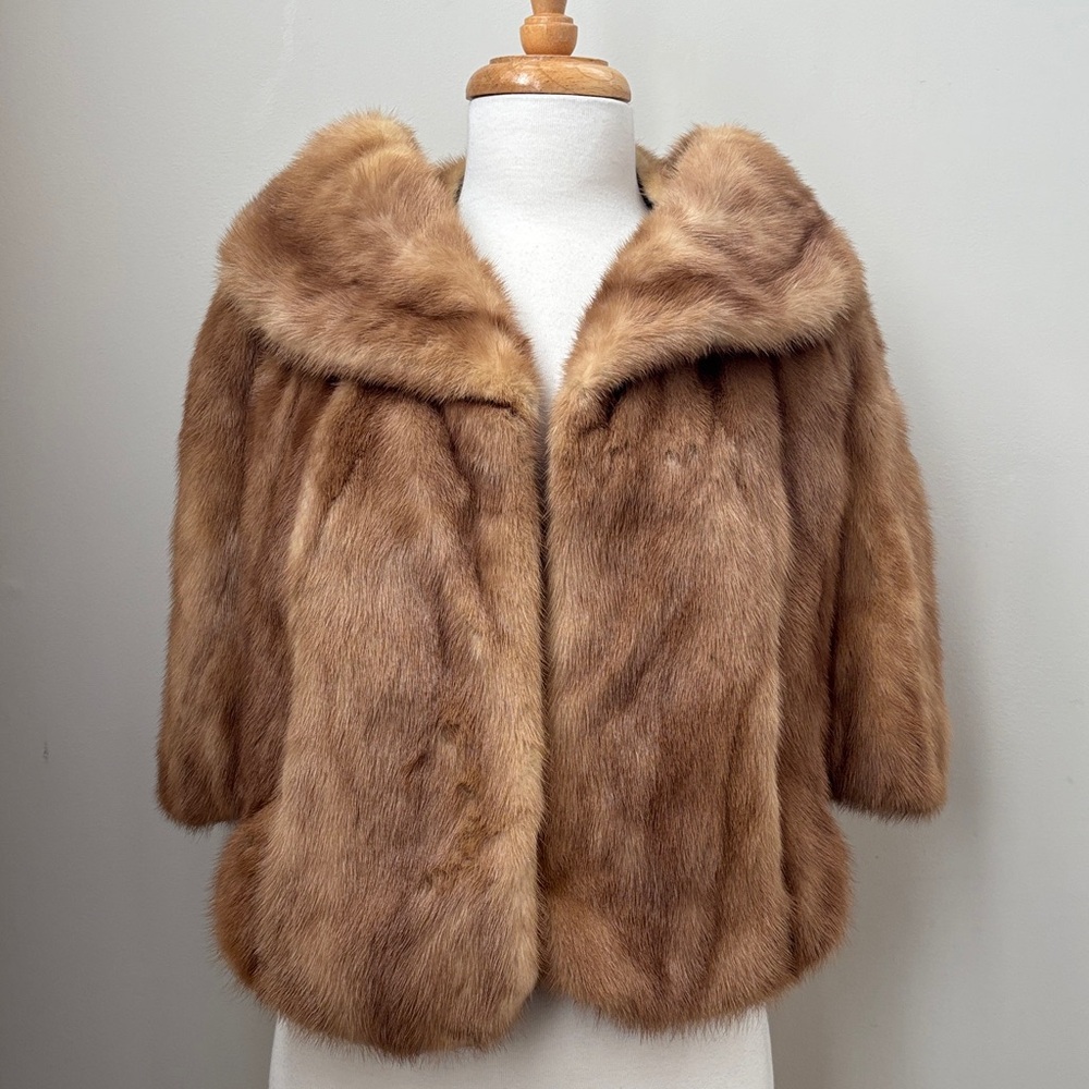 Vintage Blond (Light Brown( Mink Fur Women's Shrug Cape